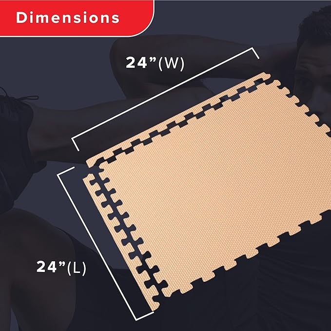 We Sell Mats 3/8" Thick Multipurpose EVA Foam Exercise Floor Mat, Interlocking Tiles, Anti-Fatigue for Home or Gym