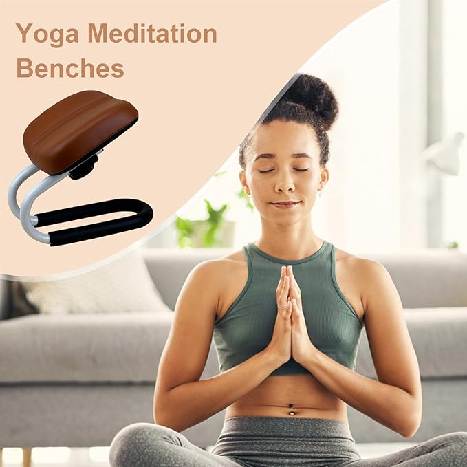 Meditation Seat,Prayer Kneeler Bench | Ergonomic Metal Kneeling Chair for Hip Support | Metal Kneeling Chair Enhances Comfort | Meditation Bench | Portable Prayer Seat for Home Yoga Studio - Brown