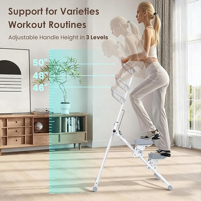 Stair Stepper for Home, Stair Master for Exercise at Home Folding Stair Stepper for Full-Body Workout Compact Stair Climber with Resistance/Phone Holder/Adjustable Handlebar & Pedals