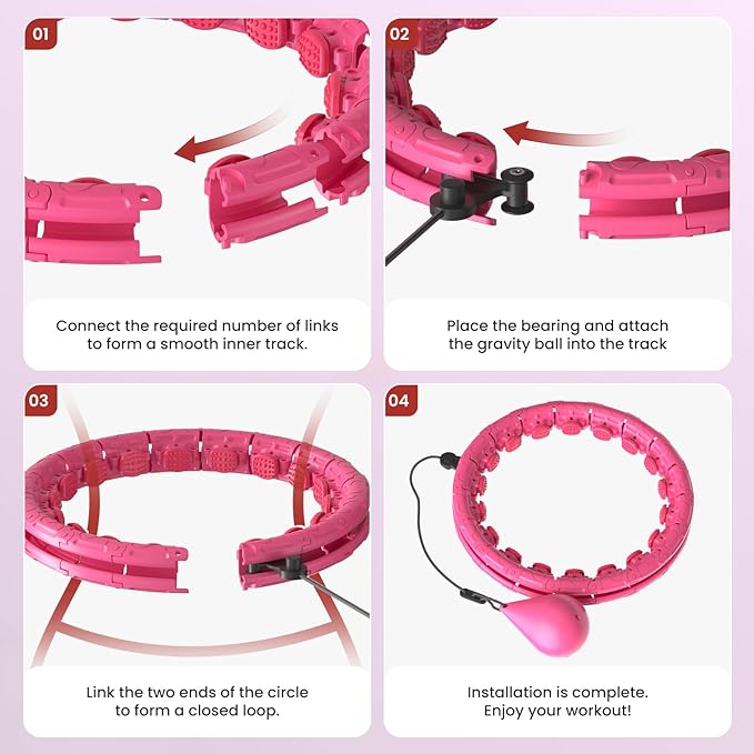 Weighted Infinity Exercise Hoop - 64in 30 Links Smart Hoop for Adult Weight Loss, Plus Size Low-Impact Fitness Hoop for Beginners & Women