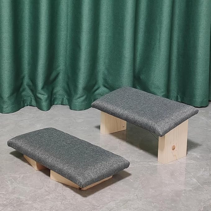 Meditation Stool, Solid Wood Folding Meditation Stool, Easy to Carry Out, Yoga Meditation Stool, Kneeling Tea Stool, Inclined Stool,Gray
