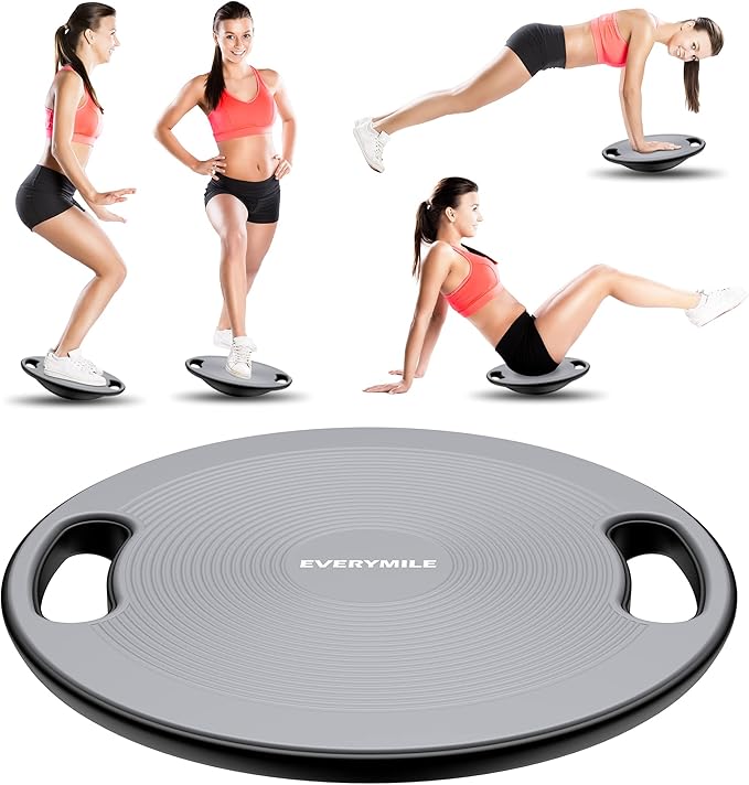 EVERYMILE Wobble Balance Board, Exercise Balance Stability Trainer Portable Balance Board with Handle for Workout Core Trainer Physical Therapy & Gym No-Skid Surface