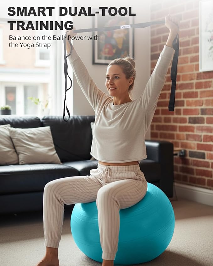 Trideer Exercise Ball for Yoga, Pilates & Fitness – Stability Ball Equipment for Home Gym & Office Chair, Core & Balance Training Accessories, Physical Therapy Equipment, Quick Pump Included, 5 Sizes