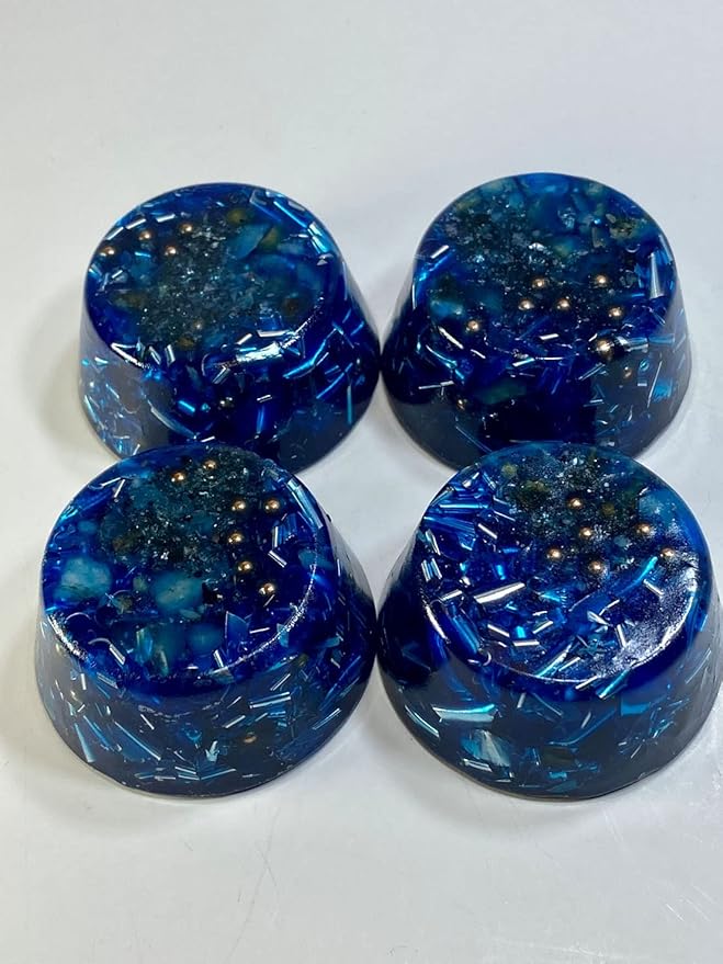2 Transparent Blue Small Tower Buster Crystal Orgone Generator Energy Accumulator 528Hz/7.83Hz/Advance Harmonics Many Beautiful Ingredients and Colors!! (Transparent Blue)