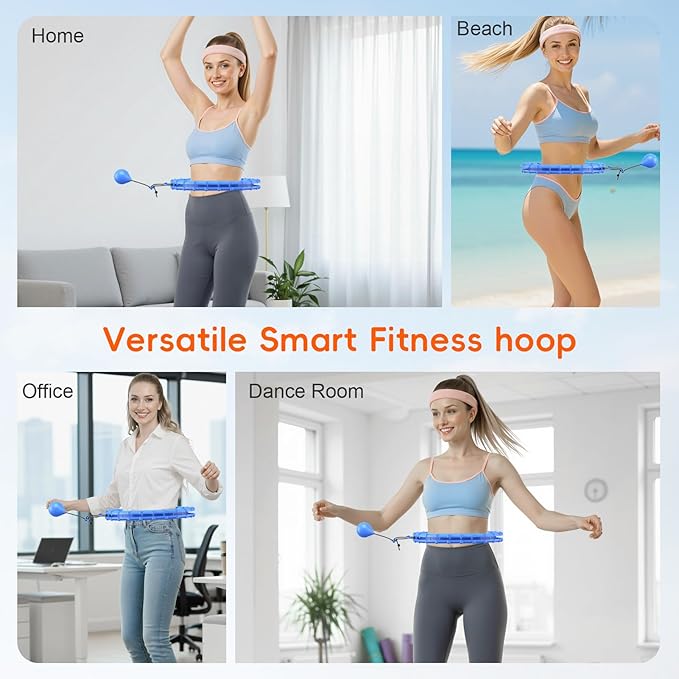 Plus Size Silent Weighted Hula Infinity Fitness Detachable Hoops 65-Inch 32 Knot, Smart Noiseless Infinity Hula for Women, Waist and Abdominal Home Weight Loss Exercise Fit Hoop