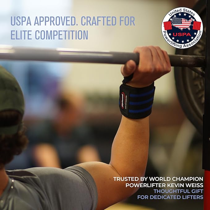 Rip Toned Wrist Wraps for Weightlifting – USPA & USAPL Approved 18" Wrist Straps for Powerlifting – Adjustable, Durable Gym Wraps with Thumb Loop – Quality Support for Men & Women