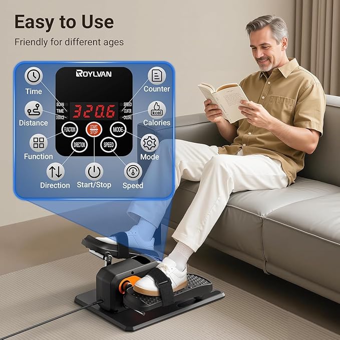 Under Desk Elliptical Exercise Machine, Electric & Portable Ellipse Leg Exerciser, Quiet Seated Pedal Elliptical for Seniors Adult with Remoter, 12 Adjustable Speeds, 2 Modes for Home Office