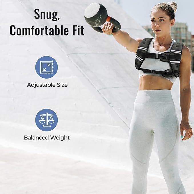Weighted Vest for Women & Men with Reflective Stripe and Adjustable Buckle, Comfortable & Durable Rucking Vest for Walking, Running & Strength Training