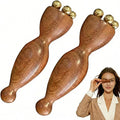 Facial Massage Tool Set 2pcs Sandalwood Eye Massager with 5 Copper Beads Wooden Facial Massage Tools Gua Sha Eye Massager Tool for Face Acupressure Head Massage Wood Therapy Manual Massage Tool