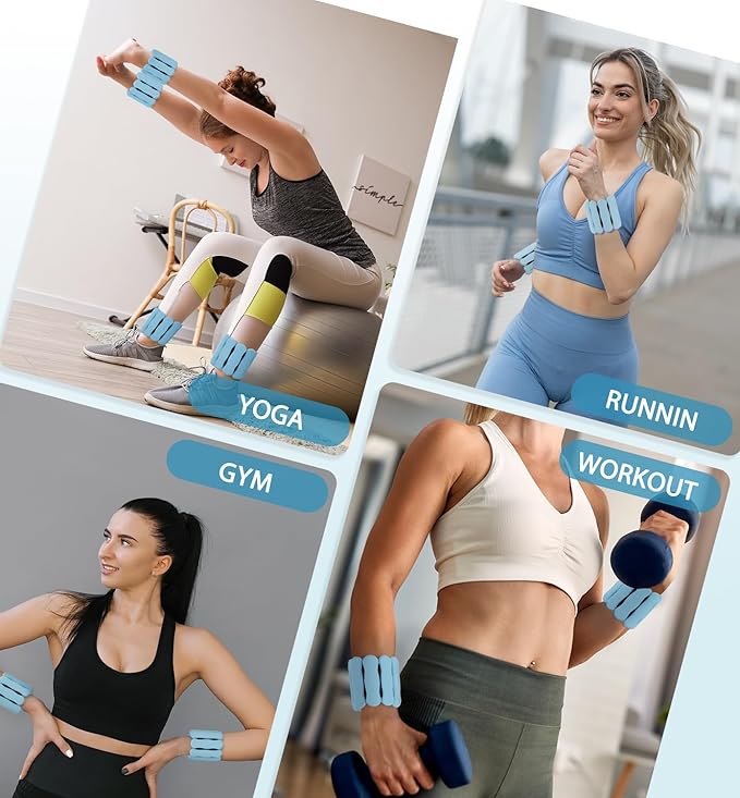Wrist Ankle Weights for Women Men, Leg Arm Wrist Weights Bangles 1lb*2 2lb*2 Wearable Weights Pilates Weighted Bracelet for Strength Training Walking Swimming Yoga Physical Therapy