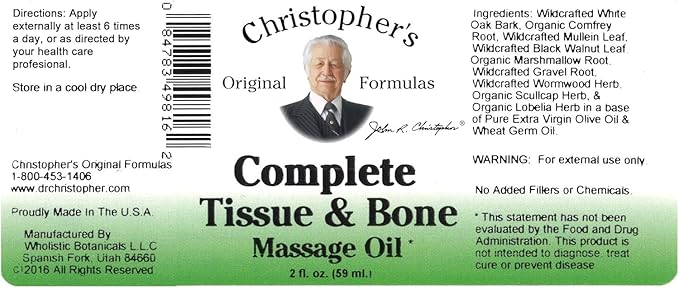 Christopher's Original Formulas Complete Tissue & Bone Massage Oil, Herbal Relief, 2 oz