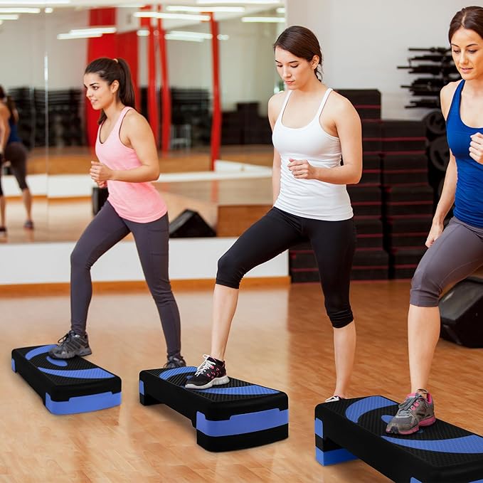 BalanceFrom Aerobic Step Platform Trainer with Adjustable 3-Level Risers, 400 Pound Weight Capacity – Non-Slip Exercise Stepper for Cardio, Strength, and Fitness Workouts at Home or Gym