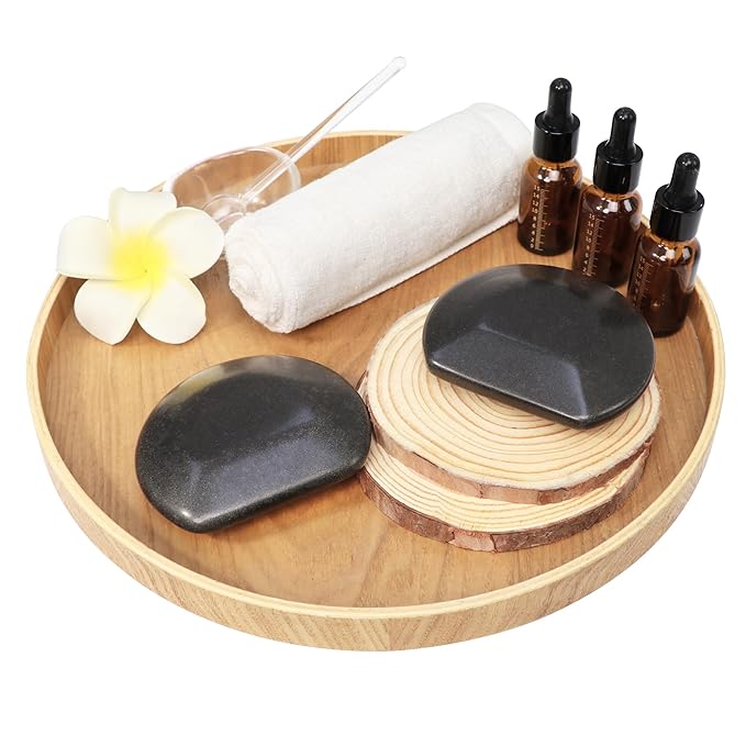 Master Massage 2-Piece Large Contoured Hot Stone Set – Three-Quarter Round Basalt Lava Rocks for Deep Tissue, Trigger Point & Acupressure Therapy – Professional Massage Tools