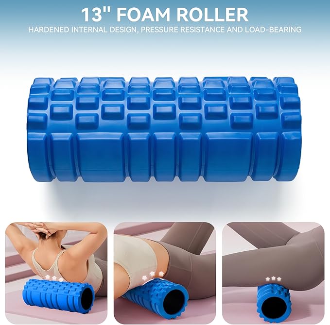 Foam Roller for Deep Tissue Massager, 13" High Density Exercise Patented Roller for Muscle Massage and Myofascial Trigger Point Release Back Roller for Fitness, Yoga and Pilates (Blue)