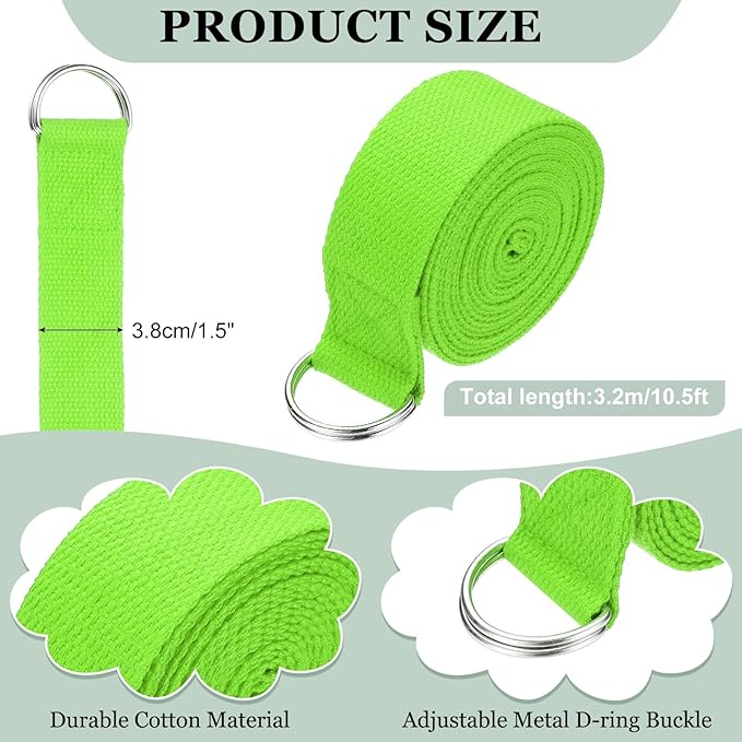 Yoga Strap for Stretching, Athletic Stretch Band with Adjustable Metal D Ring Buckle Yoga Bands