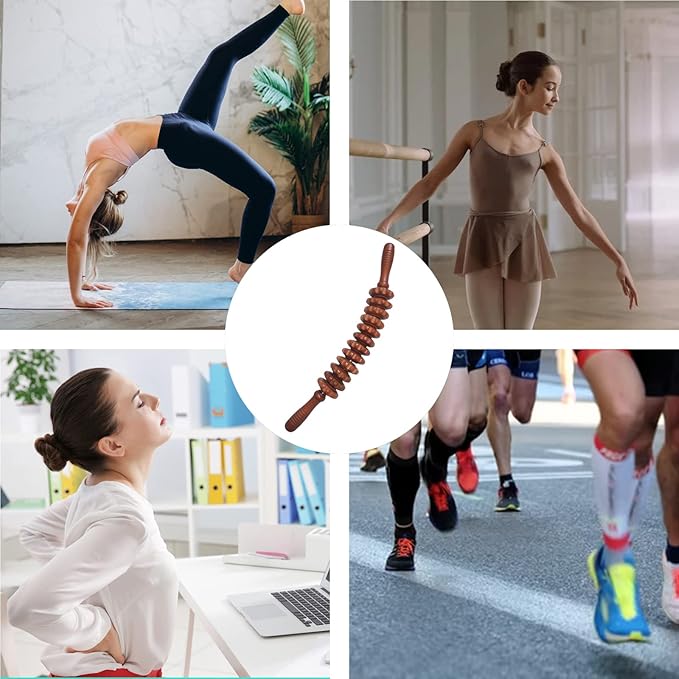 Wood Therapy Massage Tools, Curved Massage Roller Stick for Body Sculpting, Lymphatic Drainage Massager, Maderoterapia Kit, Cellulite Massager for Fat Removal