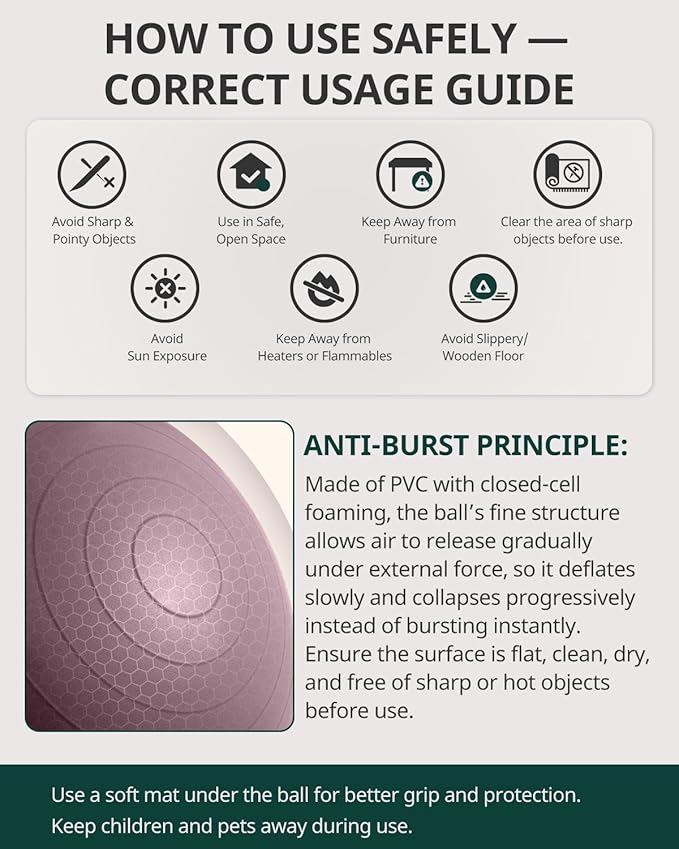 Trideer Exercise Ball Yoga Ball,Office Seating & Balance Ball Chair, Stability Ball for Pilates, Physical Therapy,Core Training & Balance Improvement & Stretching