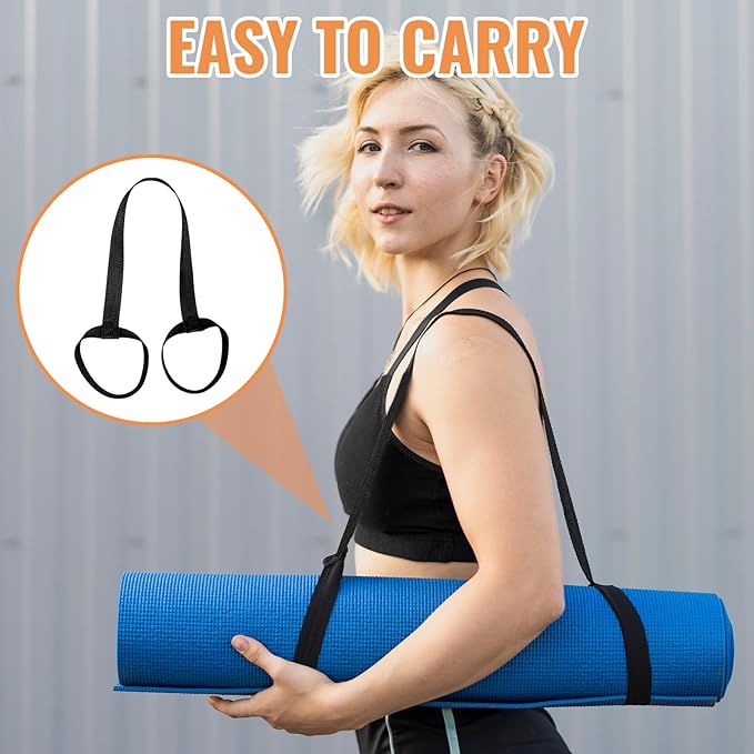 2-Pack Black Yoga Mat Carrier Strap, Adjustable Yoga Mat Carrier & Sling,Easy to Carry and Does Not Take up Space - For Storage, Carrying & Stretching Daily use