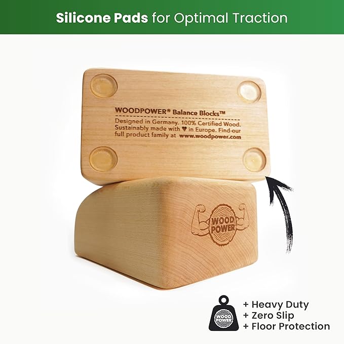WOODPOWER BalanceBlocks - Handstand Blocks & Yoga Block in One - Bodyweight Training, Gymnastics, Acrobatics, Yoga, Yoga prop and accessory, Lightweight, Good for Travel, Premium European Quality (Pack of 2)