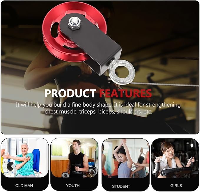 Aluminum Alloy Gym Pulley Wheel Fitness Accessory Silent Lifting Bearing Pulley for Cable Workout and Strength Training Equipment Attachments
