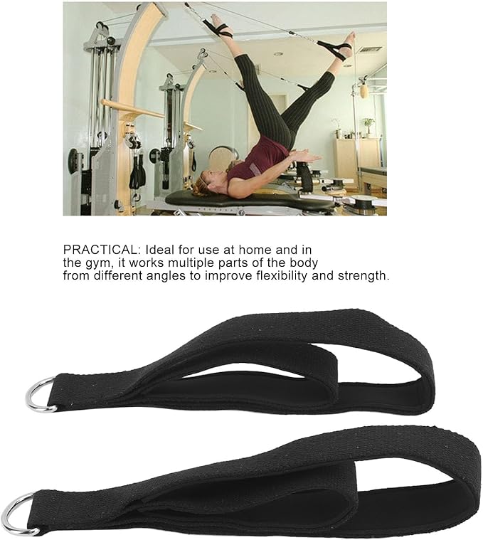 Alomejor Pilates Straps, Anti Slip Double Loop Exercise Straps with D Rings Cotton Fleece for Home Gym and Legs Arms Workout
