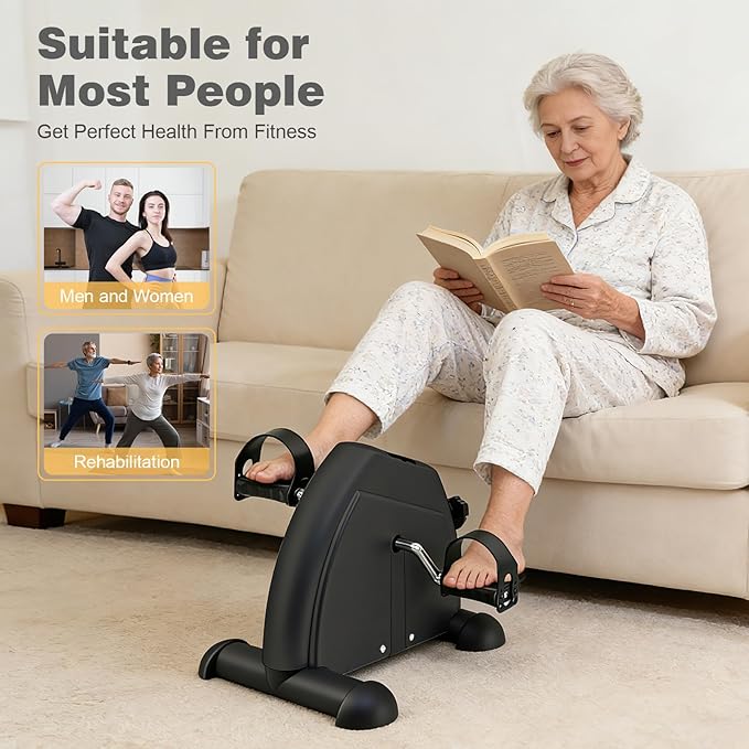 Mini Exercise Bike: Portable Under Desk Bike Pedal Exerciser Foot Cycle Arm & Leg Pedal Exerciser with LCD Screen Displays & Adjustable Resistance for Home/Office