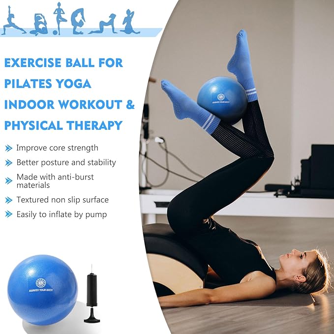 Pilates Ball Resistance Bands Grip Socks Barre Sets, Loop Exercise Bands 5 Levels, Small Yoga Ball 9 Inch, Non Slip Socks Workout Kit at Home