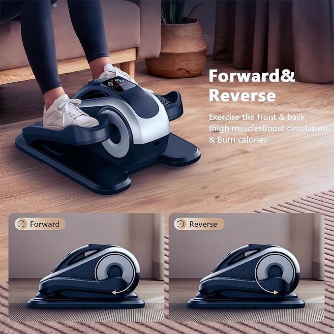 Under Desk Elliptical Machine,Electric Leg Exerciser for Seniors,12 Adjustable Speeds&12 Modes with Remote Control,Elastic Rope,Manual&Auto Mode for Home Office