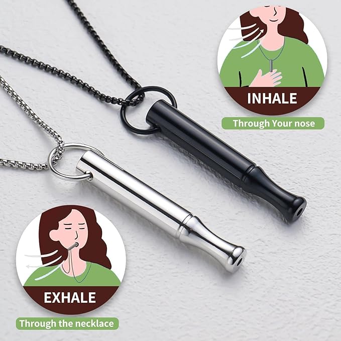 Breathing Necklace for Anxiety Relief Breathlink Stop Smoking Vaping Necklace Quit Smoking Aids Fidget Necklace for Smoking Cessation Fum Vaporless Smokeless Inhaler for Men Women Adult