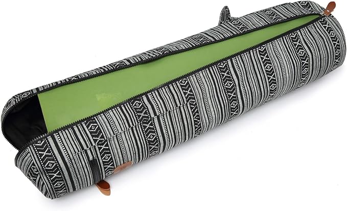 Canvas Yoga Mat Bag with Adjustable Strap & Pockets, Full-Zip Travel Gym Tote for Women & Men, Fits 1/4" & 1/3" Thick Mats, Lightweight Carrier for Yoga, Studio, Workout, Outdoor Use