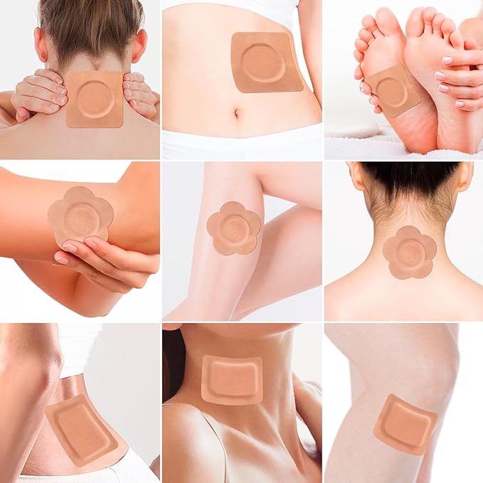 Castor Oil Pack with 8oz Castor Oil Organic Cold Pressed, Cotton Castor Oil Wrap for Waist Back Neck Arm, Self-Adhesive for Convenient Use (50pcs Patch with Oil)