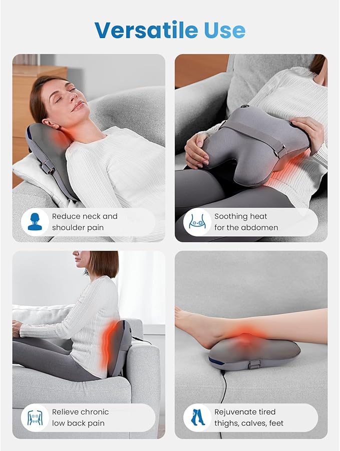 BOB AND BRAD Back Massager with Heat and Remote, EZBack Plus Shiatsu Massage Pillow with 3 Level, Kneading Deep Tissue Massage for Neck, Shoulder, Leg, Upper & Lower Back Pain Relief, FSA Eligible HSA
