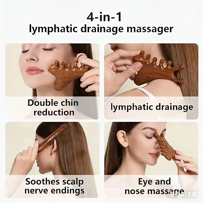 EULOGIST 4Pcs Wood Therapy Massage Tools Lymphatic Drainage Massager Wooden Massager Body Sculpting Tools for Body gua sha,Anti-Cellulite,Pain Relief
