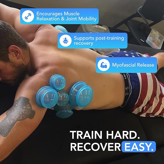 Silicone Cupping Therapy Set Professional Massage Cupping Cups for Cupping Therapy 4 Cup Kit for Massage, Myofascial Release, Cellulite Reduction (Lure Blue)