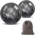 Traditional Chinese Baoding Balls, Marble Health Exercise Stress Relief Balls, Dark Grey, 2-Piece Set (Dark Grey, Large-1.89")
