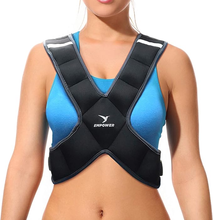 EMPOWER Weighted Vest for Women with Reflective Strips – Fixed 8lbs, Adjustable 4-10lbs (4 in1) or Adjustable10-16lbs (4 in 1), Strengthen Muscles, Boost Bone Health, and Burn More Calories for Workout - Rucking Vest