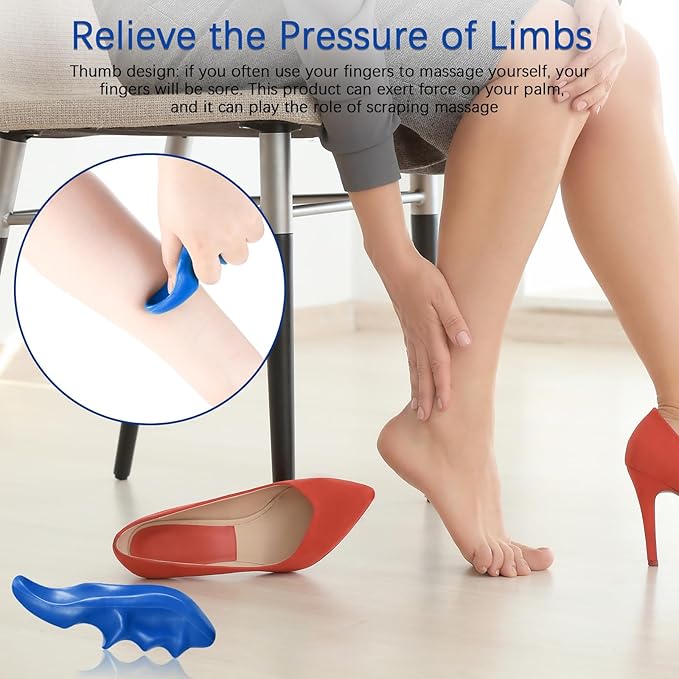 Nuanchu 2 Pcs Blue Thumb Saver Massage Tool Deep Tissue Massager for Pressure Reflexology Professional Neck Shoulder Back Foot Stress Relief