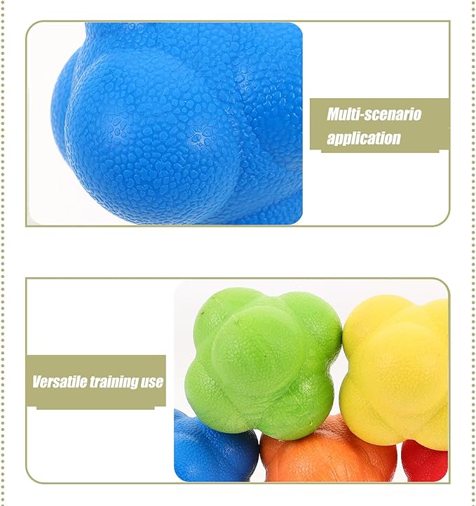 Veemoon 5pcs Hexagon Reaction Training Balls Set, High-Difficulty Rubber Hand Eye Coordination Training for Athletes, Reflex Speed and Agility Exercise Equipment for Outdoor Sports