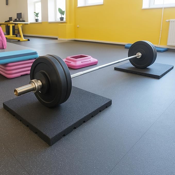 2 Pack 1.38" Thick Heavy Duty Rubber Exercise Equipment Mats 20"x20" Multi-purpose Gym Floor Mat Tiles for Deadlift Platforms Home Anti-smash Anti-slip Shock-absorbing Floor Protectors
