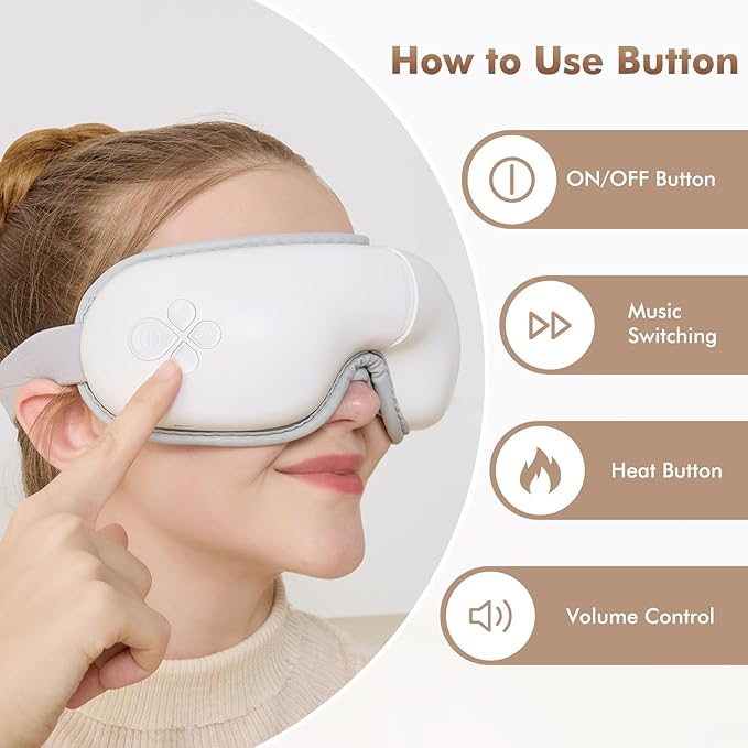 Eye Massager with Light-Blocking Design, 2026 Upgraded Eye Massager with Heat, 5 Modes & 180° Folding Design, Sleep Gift for Office, Travel, Home Use, Portable & Gifts for Women and Men