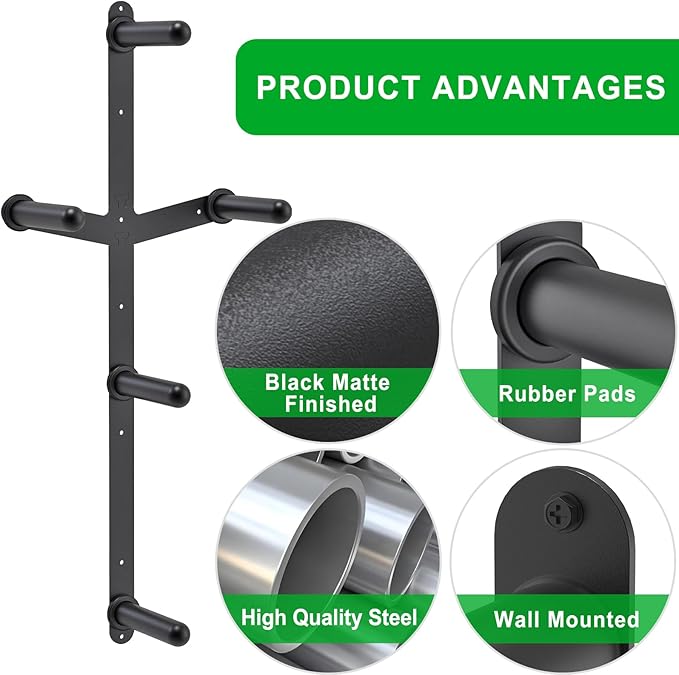 Kipika Weight Plate Storage Rack - Wall Mounted Weight Plate Holder with Durable Steel Construction Organizer for Olympic Plates, 1000lb Capacity, Space-Saving for Home Gym