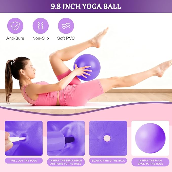Home Pilates Kit for Women, Pilates Ring Set, Pilates Equipment Kit for Women Home Workouts, Pilates Essentials Kit with Pilates Ring and Ball, Resistance Bands for Strength, Toning, Flexibility