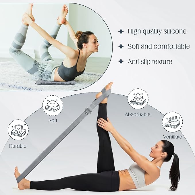2 Pack Yoga Blocks Wrist Support Yoga Blocks with Knee Pads and Strap to Put Less Weight on Wrist Improve Comfort and Grip, EVA Foam Pilates Exercise Balance Stretching Accessories