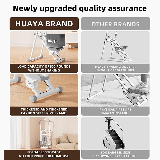 Adjustable Stair Stepper for Home Exercise, 3-in-1 Folding Cardio Step Machine with Handlebar & Oversized Pedals, 90% Pre-Assembled Stair Climber for Indoor Fitness