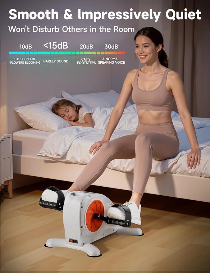 Mini Exercise Bike for Adults Under Desk Exercise Bike, Electric Pedal Exerciser for Seniors & Leg/Arm Fitness,12 Adjustable Speeds & LCD Display, Portable Exercise Bike for Seniors Home Leg Exercise