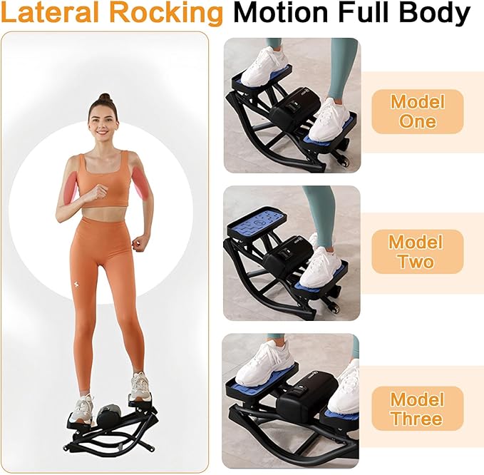 Rock Stepper, Portable Rock Stepper Side -to- Side , Compact Low-Impact Lateral Rocking Machine for Knees and Joints, Step Rocker for Legs Glutes Abs, Home Use Step Fitness Machines