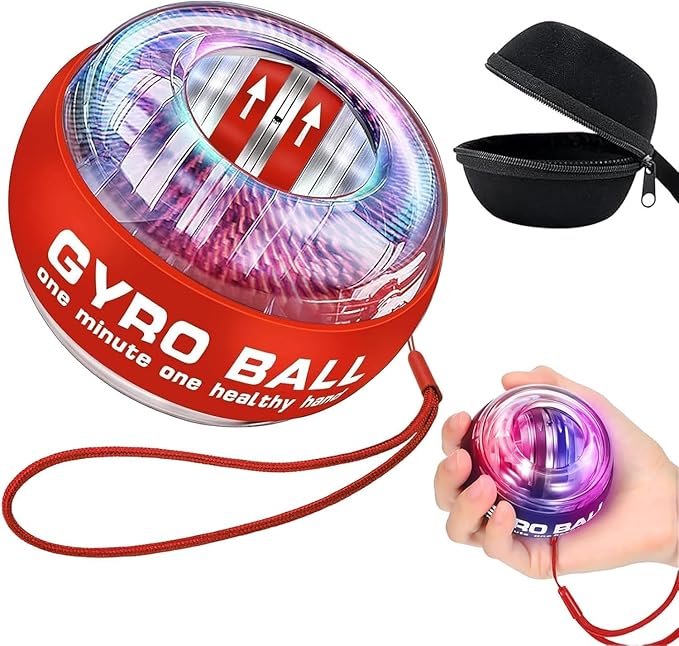 Torque-Ball Hand Exerciser, Wrist Power Gyro Ball, Curaball Hand Exerciser, Grip Strength Trainer, Hand Strengthening Devices, Wrist Strengthener, Finger Exerciser, Auto-Start Colorful Lighting