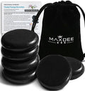 Maxdee Massage Stones Essential Hot Stones for Massage, 6 Large Hot Stones Massage Kit Hot Rocks Massage Stones for Professional or Home Spa, Foot Heater, Relaxing, Healing, Pain Relief, 3.14"