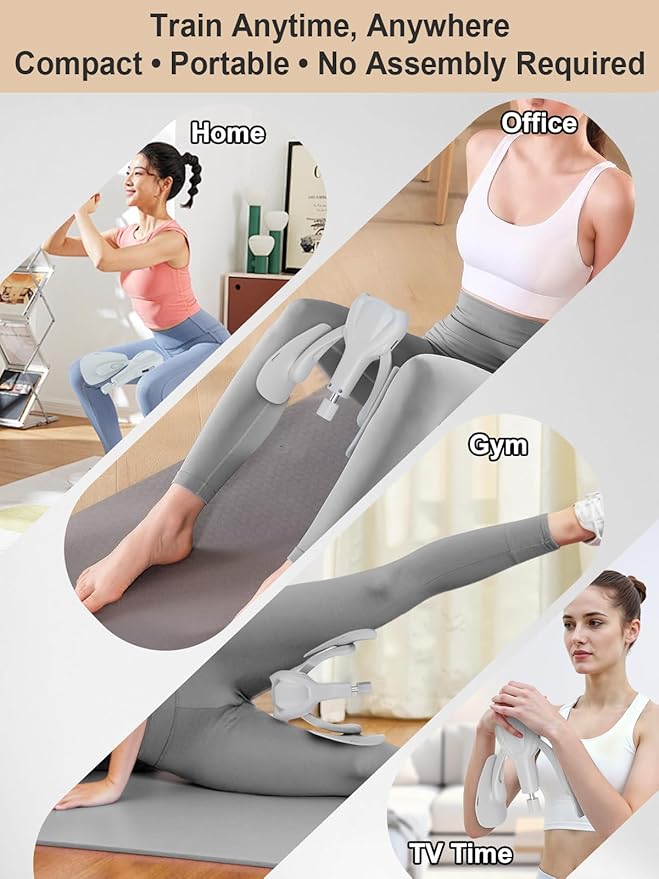 Pelvic Floor Exercise Devices 77 lb Adjustable Kegel Inner Thigh Exerciser and Hip Trainer Workout Equipment for Home Postpartum Recovery Women Men, with Band