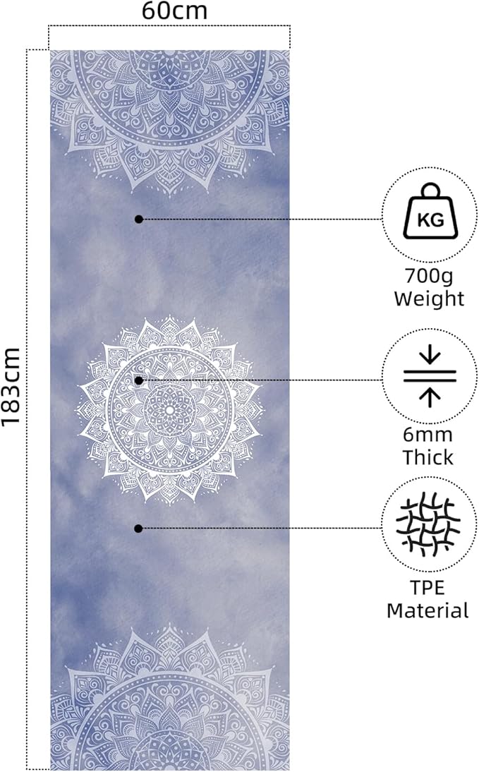 FOLAI Extra Thick Yoga Mat 6mm，pilates mat thick - Non-Slip Exercise Mat for HIIT, Pilates & Home Workouts & Workout with Free Carry Strap